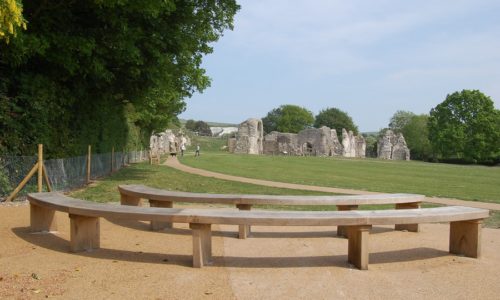 Bespoke Curved seating. Lewes Priory, East Sussex