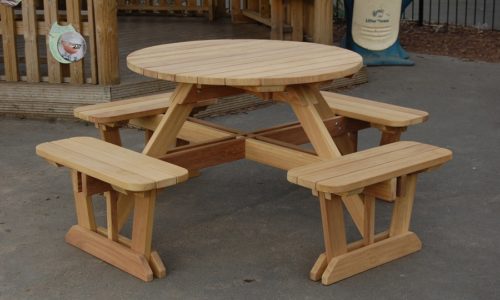 Iroko Round 8 Seater Picnic Table.