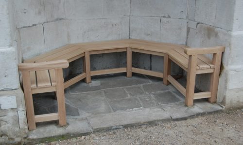 Oak parapet benches. Victoria Park, London.