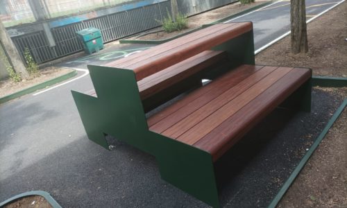 Tiered seating. Westway Leisure Centre, London.